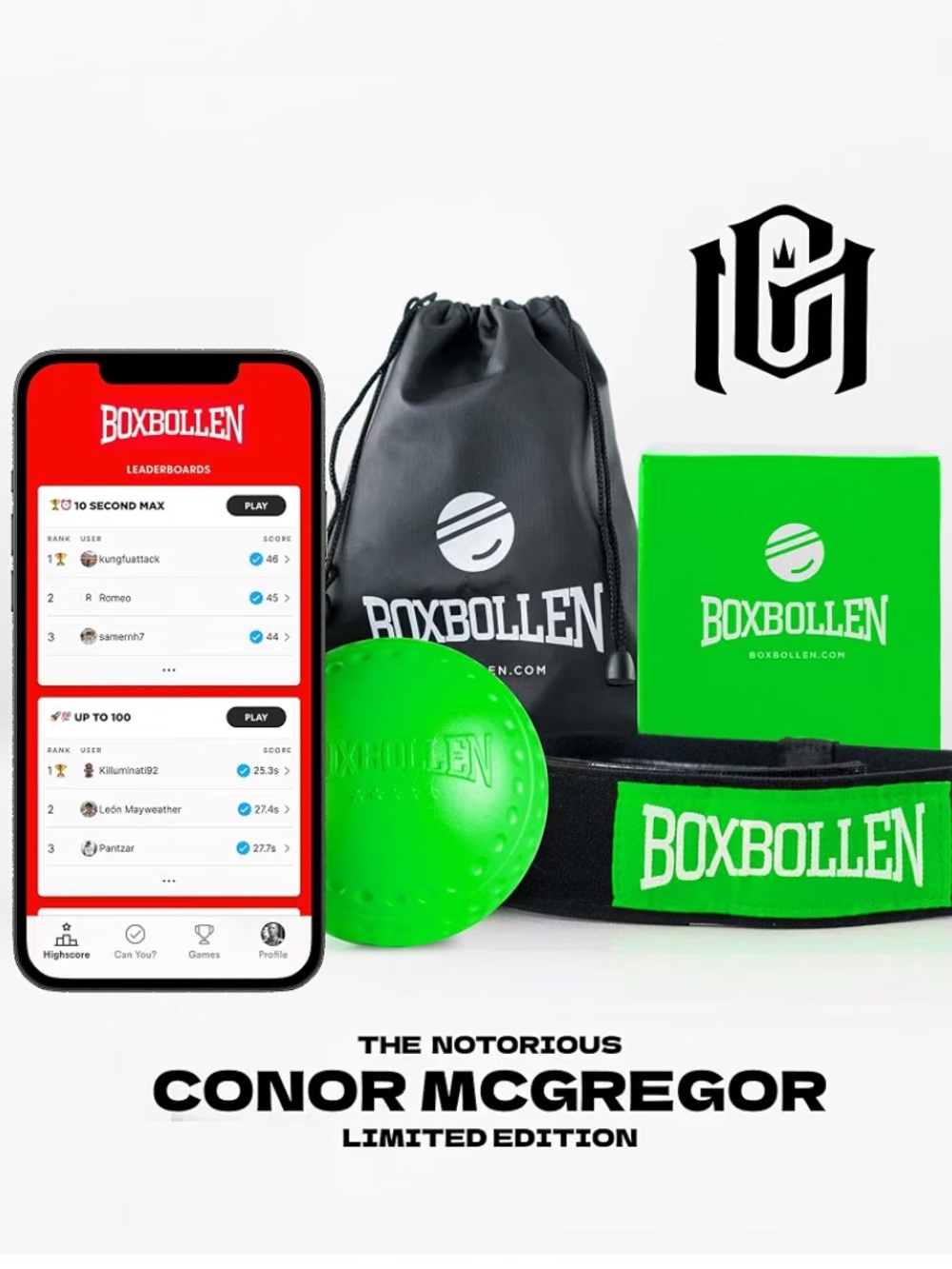 NEW- Boxbollen Boxing Reflex Ball - The Notorious Conor McGregor Limited Edition